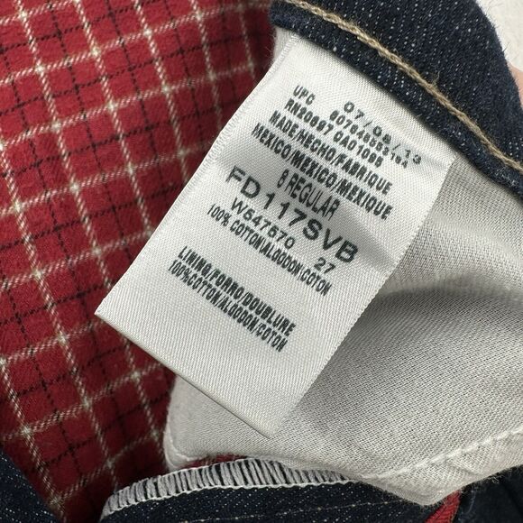 Dickies Flannel Lined Jeans Women 8 Relaxed Fit Straight Blue Denim Plaid Hemmed - Picture 3 of 12